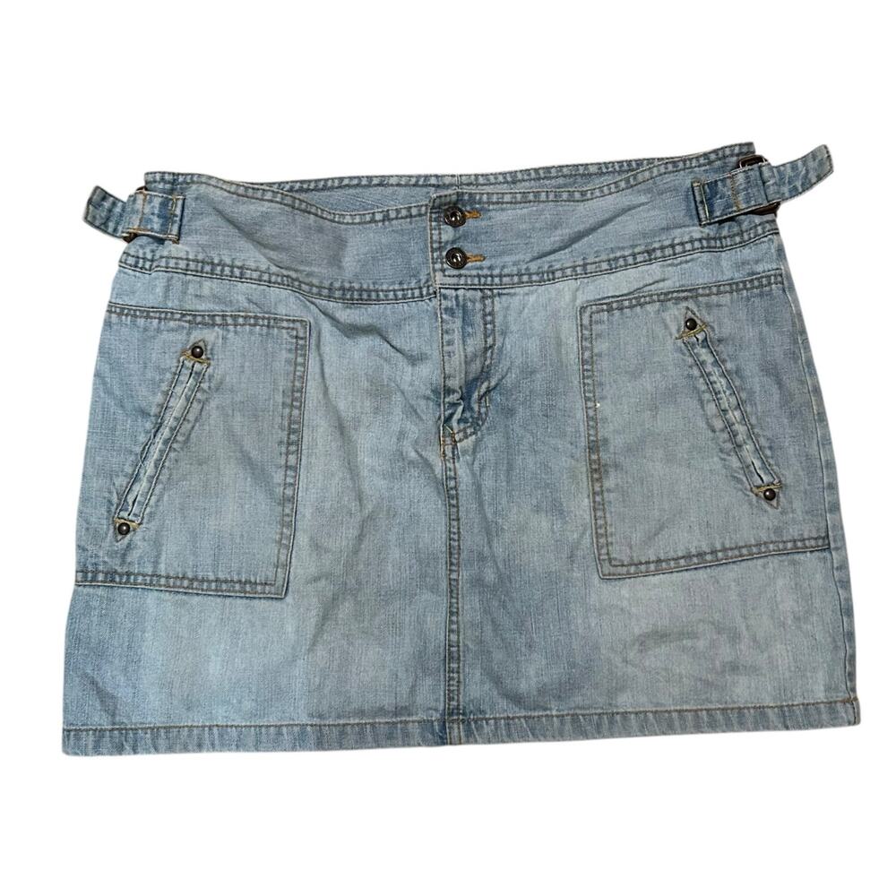 Y2K Old Navy Mini Denim Skirt Womens 10 Lightwash Utility Carpenter Vacation